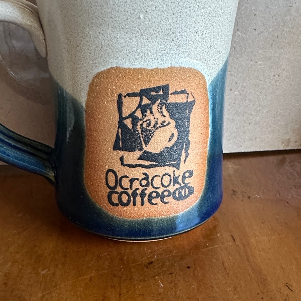 Ocracoke Coffee Co. Stoneware Mug in Blue and Cream - Picture 2 of 8